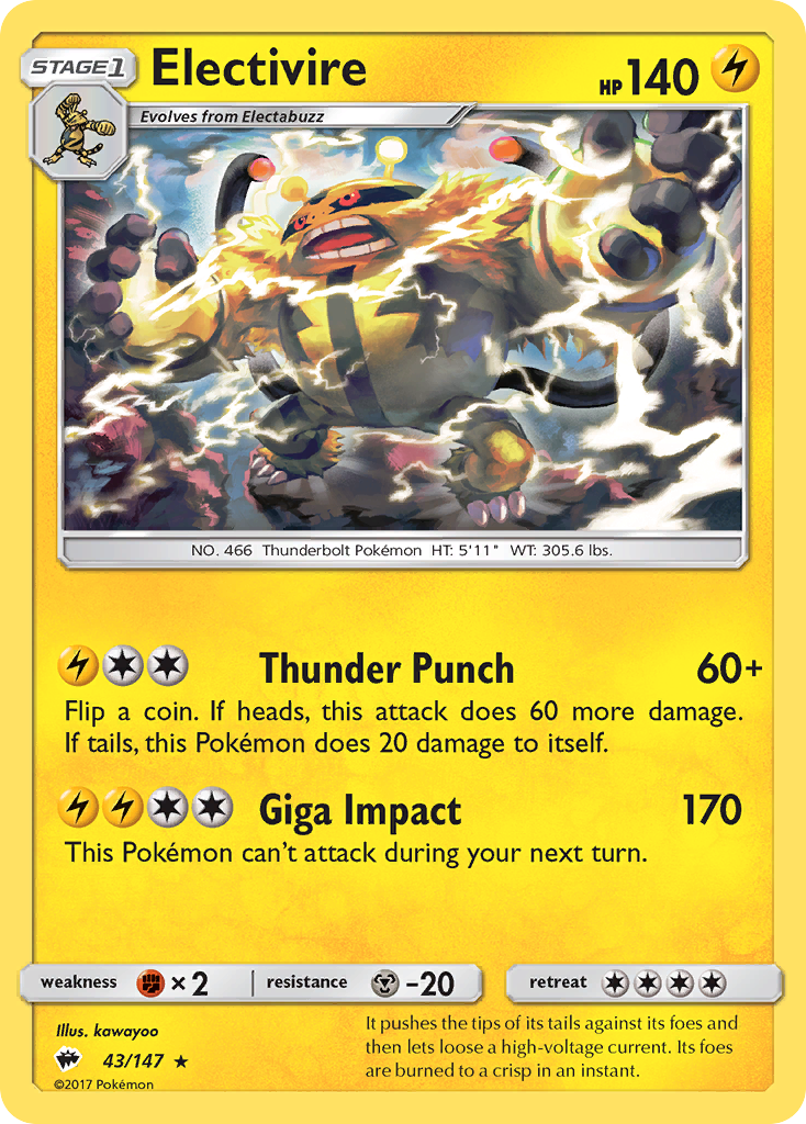 Electivire (43/147) [Sun & Moon: Burning Shadows] | Exor Games Dartmouth