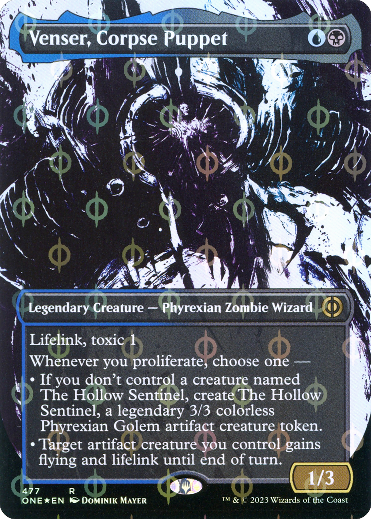 Venser, Corpse Puppet (Borderless Ichor Step-and-Compleat Foil) [Phyrexia: All Will Be One] | Exor Games Dartmouth