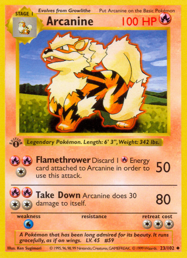 Arcanine (23/102) (Shadowless) [Base Set 1st Edition] | Exor Games Dartmouth