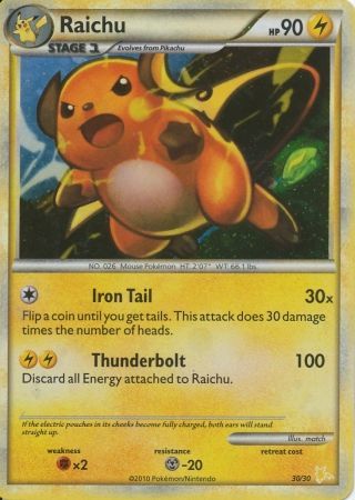 Raichu (30/30) [HeartGold & SoulSilver: Trainer Kit - Raichu] | Exor Games Dartmouth