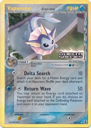 Vaporeon (18/113) (Delta Species) (Stamped) [EX: Delta Species] | Exor Games Dartmouth