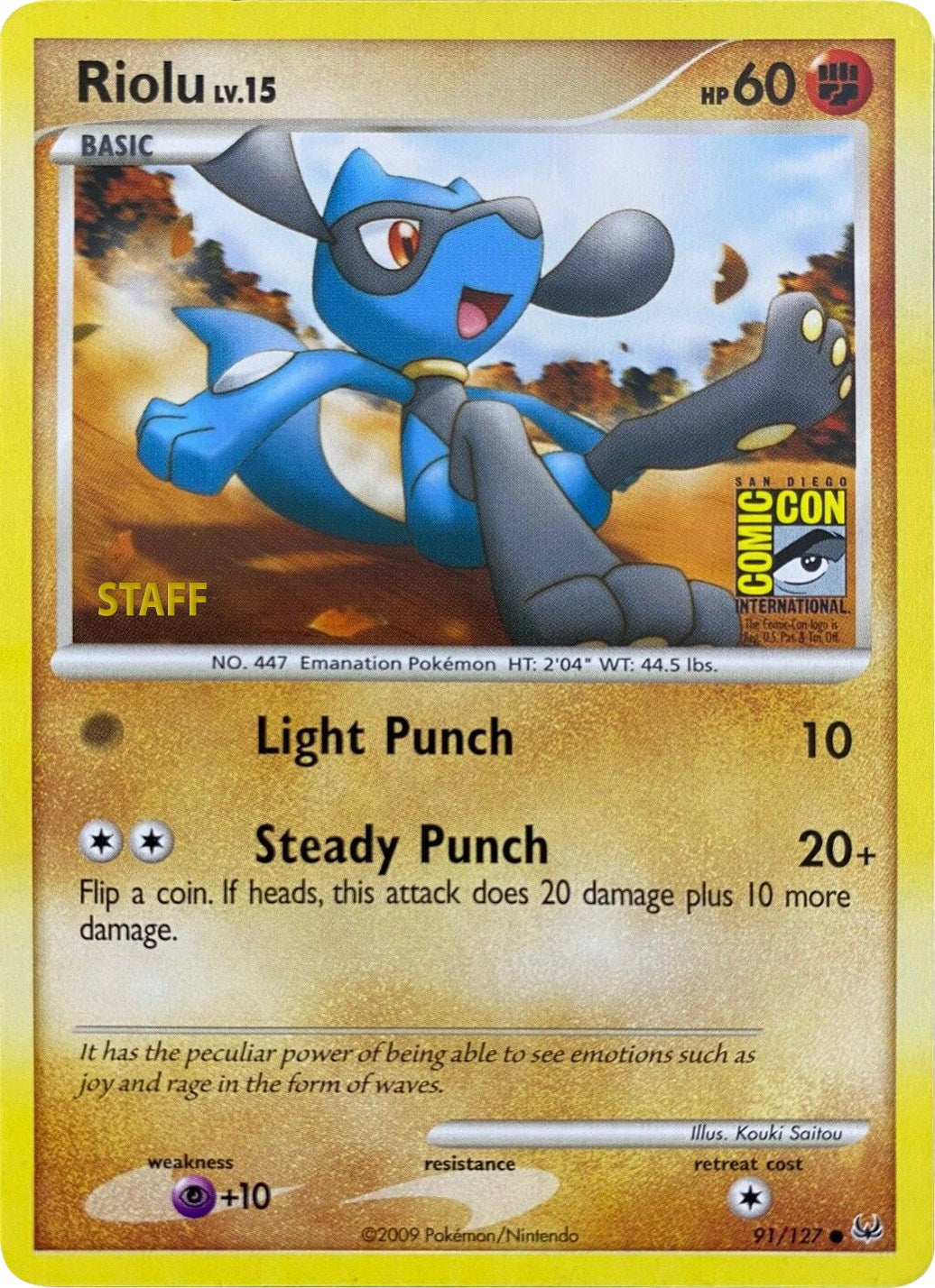 Riolu (91/127) (SDCC 2009) (Staff) [Platinum: Base Set] | Exor Games Dartmouth
