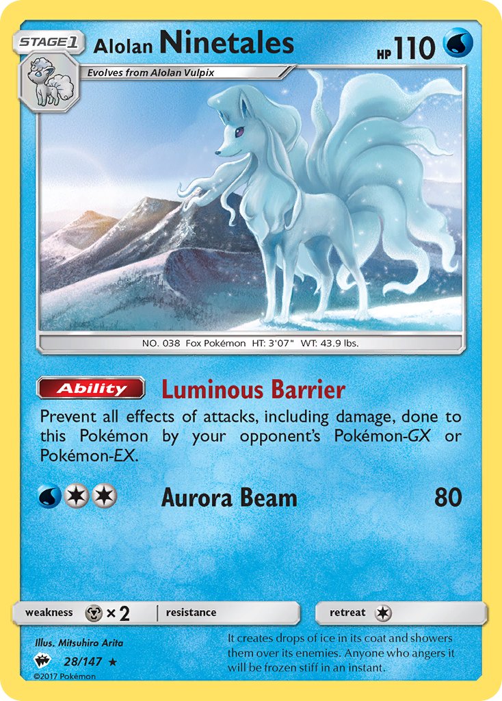 Alolan Ninetales (28/147) (Cracked Ice Holo) (Theme Deck Exclusive) [Sun & Moon: Burning Shadows] | Exor Games Dartmouth