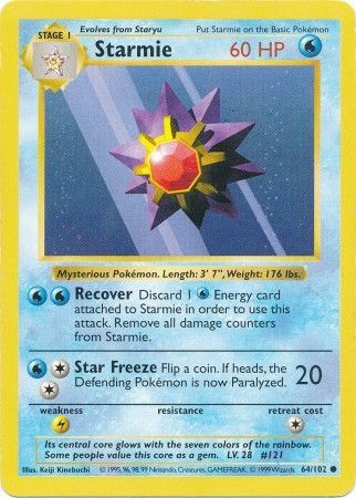 Starmie (64/102) [Base Set Shadowless Unlimited] | Exor Games Dartmouth