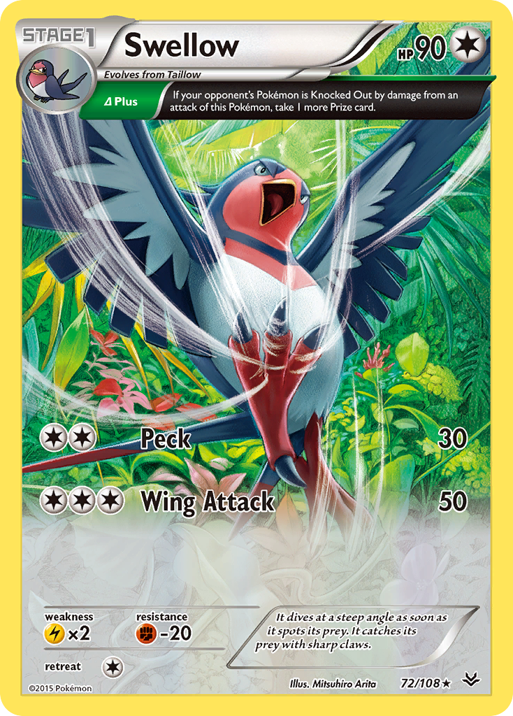 Swellow (72/108) [XY: Roaring Skies] | Exor Games Dartmouth