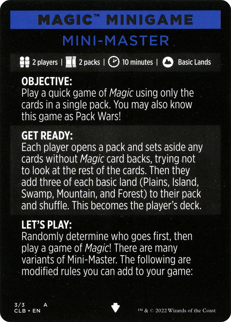 Mini-Master (Magic Minigame) [Commander Legends: Battle for Baldur's Gate Minigame] | Exor Games Dartmouth
