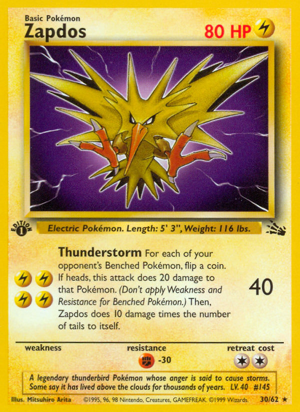 Zapdos (30/62) [Fossil 1st Edition] | Exor Games Dartmouth