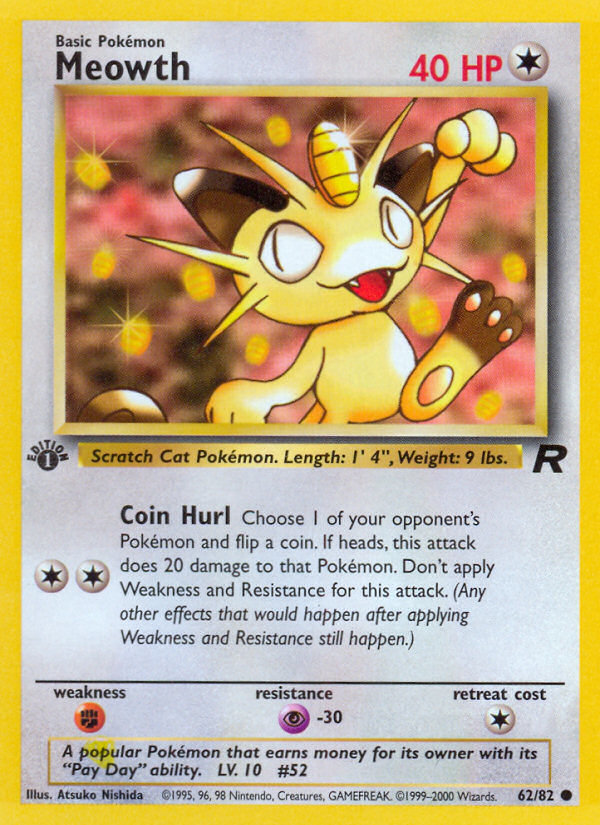 Meowth (62/82) [Team Rocket 1st Edition] | Exor Games Dartmouth