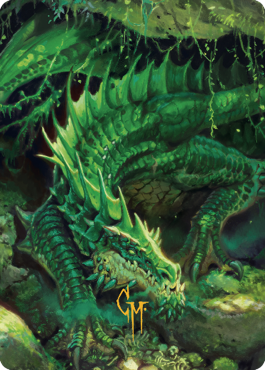 Lurking Green Dragon Art Card (Gold-Stamped Signature) [Commander Legends: Battle for Baldur's Gate Art Series] | Exor Games Dartmouth