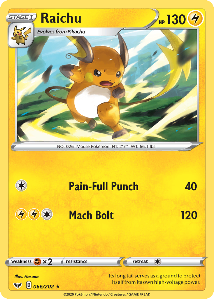 Raichu (066/202) [Sword & Shield: Base Set] | Exor Games Dartmouth