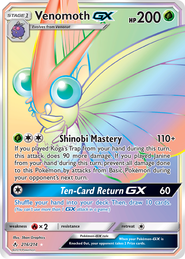 Venomoth GX (216/214) [Sun & Moon: Unbroken Bonds] | Exor Games Dartmouth