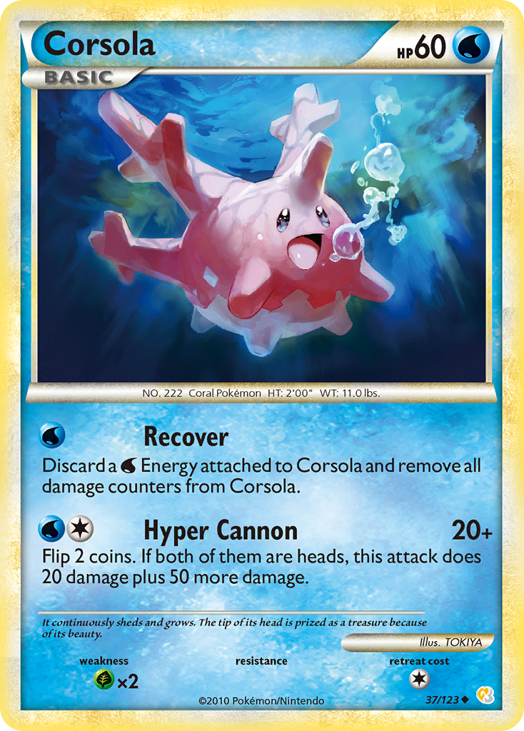 Corsola (37/123) [HeartGold & SoulSilver: Base Set] | Exor Games Dartmouth