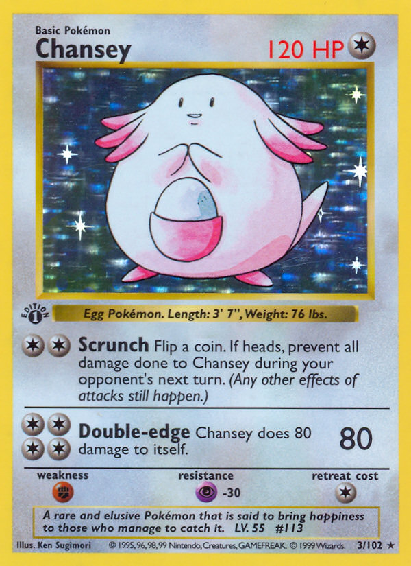 Chansey (3/102) (Shadowless) [Base Set 1st Edition] | Exor Games Dartmouth