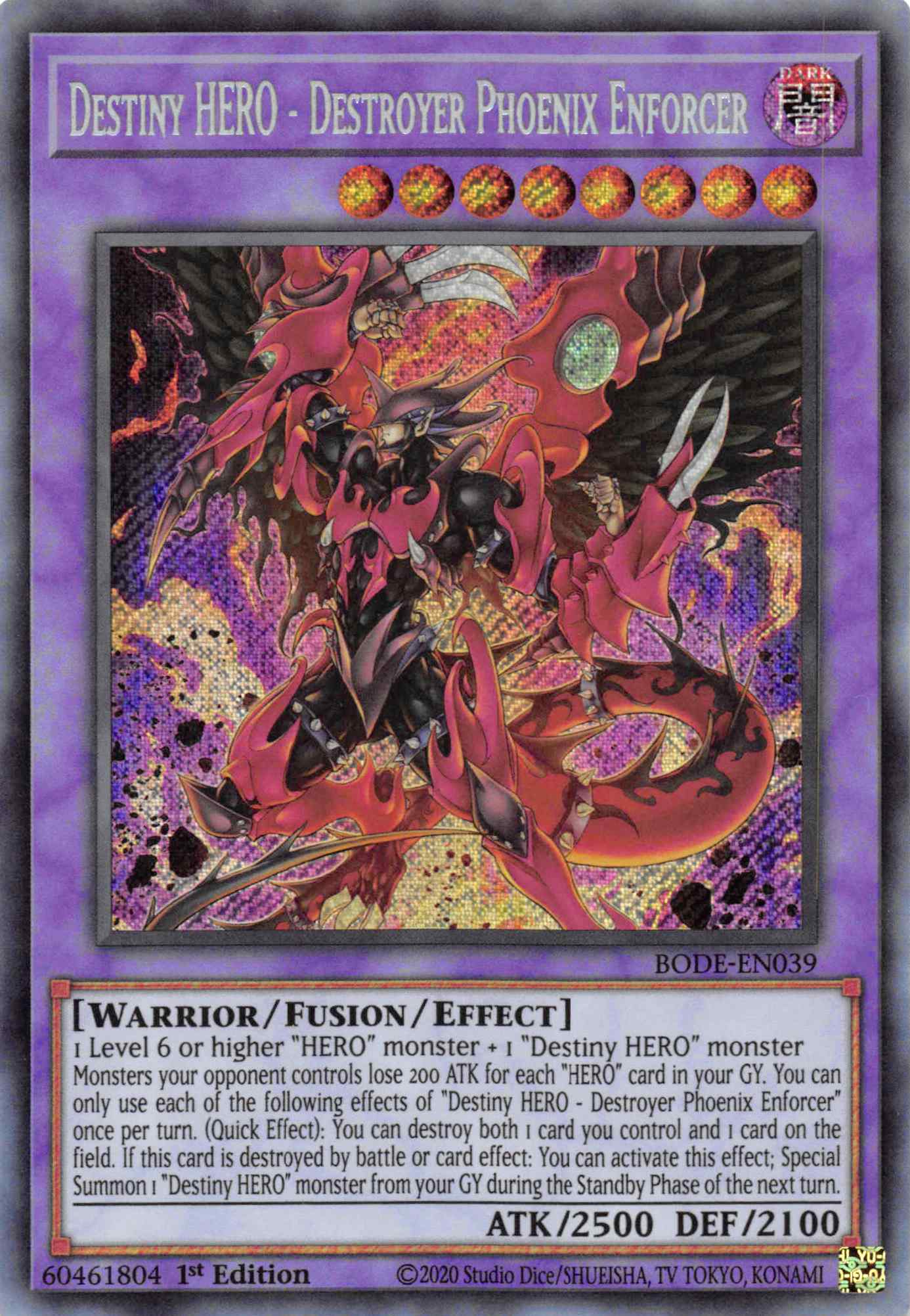 Destiny HERO - Destroyer Phoenix Enforcer [BODE-EN039] Secret Rare | Exor Games Dartmouth