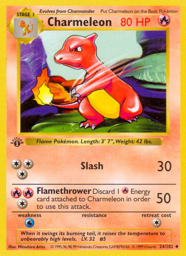 Charmeleon (24/102) (Shadowless) [Base Set 1st Edition] | Exor Games Dartmouth