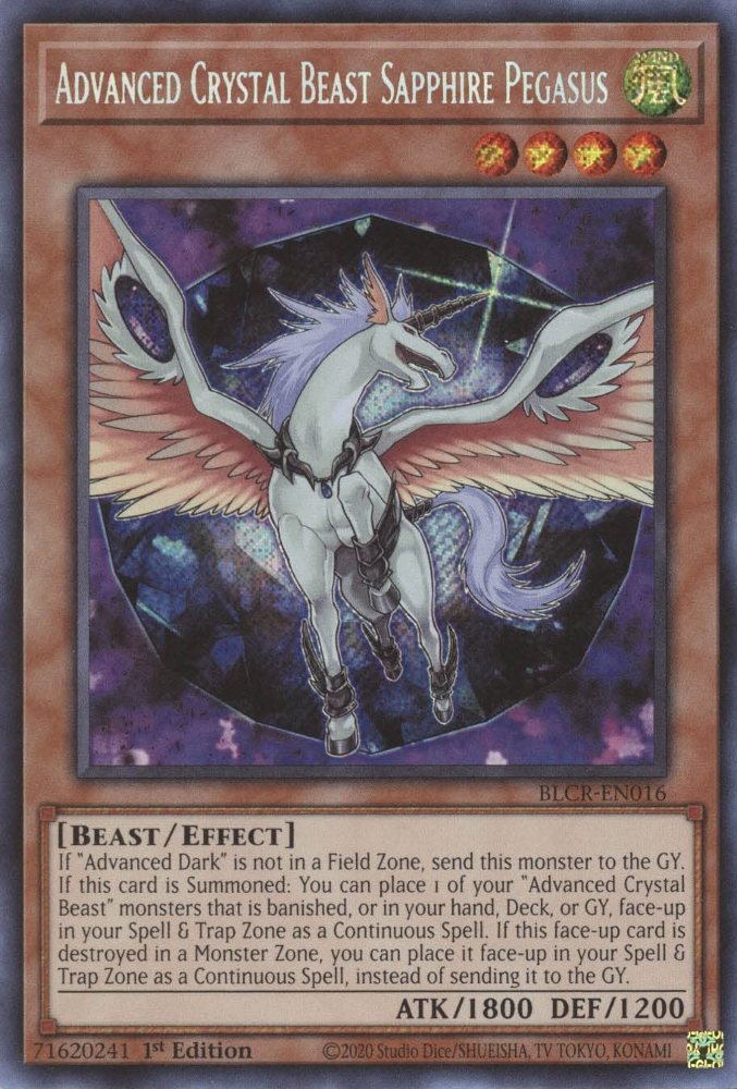 Advanced Crystal Beast Sapphire Pegasus [BLCR-EN016] Secret Rare | Exor Games Dartmouth