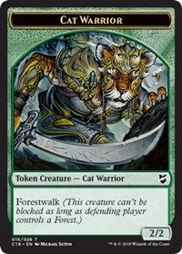 Cat Warrior // Plant Double-sided Token [Commander 2018 Tokens] | Exor Games Dartmouth