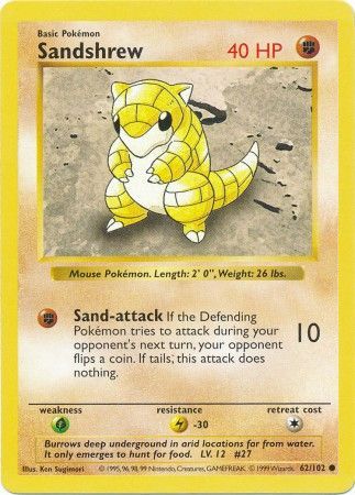 Sandshrew (62/102) [Base Set Shadowless Unlimited] | Exor Games Dartmouth