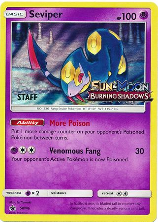 Seviper (SM46) (Staff Prerelease Promo) [Sun & Moon: Black Star Promos] | Exor Games Dartmouth