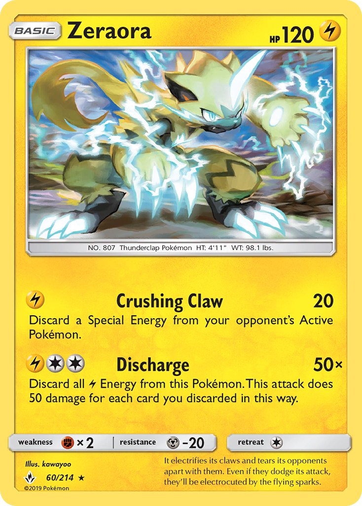 Zeraora (60/214) (Cracked Ice Holo) (Theme Deck Exclusive) [Sun & Moon: Unbroken Bonds] | Exor Games Dartmouth