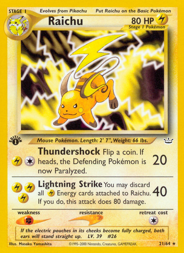 Raichu (21/64) [Neo Revelation 1st Edition] | Exor Games Dartmouth