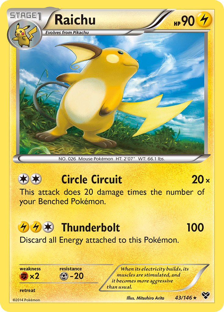 Raichu (43/146) (Battle Arena Deck Exclusive) (Theme Deck Exclusive) [XY: Base Set] | Exor Games Dartmouth