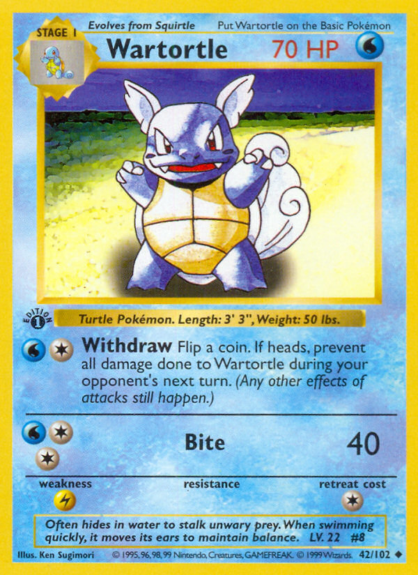 Wartortle (42/102) (Shadowless) [Base Set 1st Edition] | Exor Games Dartmouth