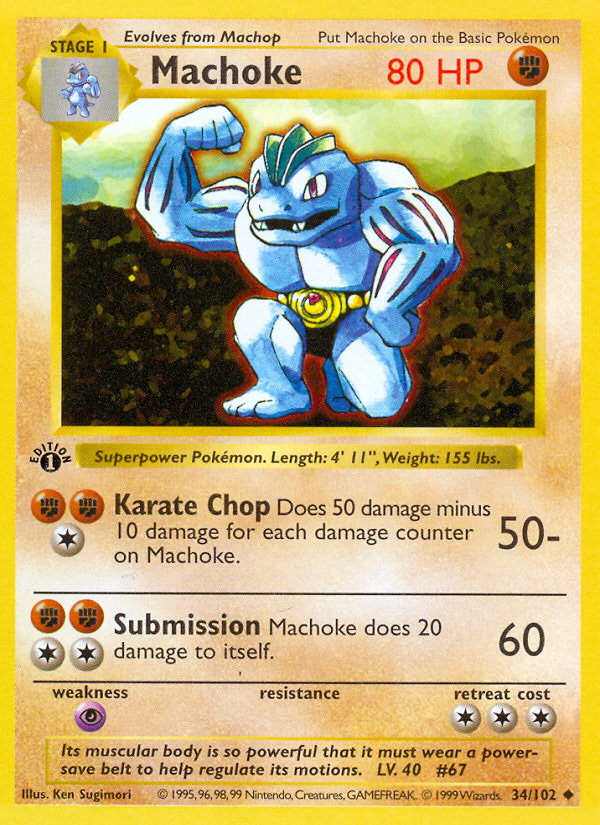 Machoke (34/102) (Shadowless) [Base Set 1st Edition] | Exor Games Dartmouth