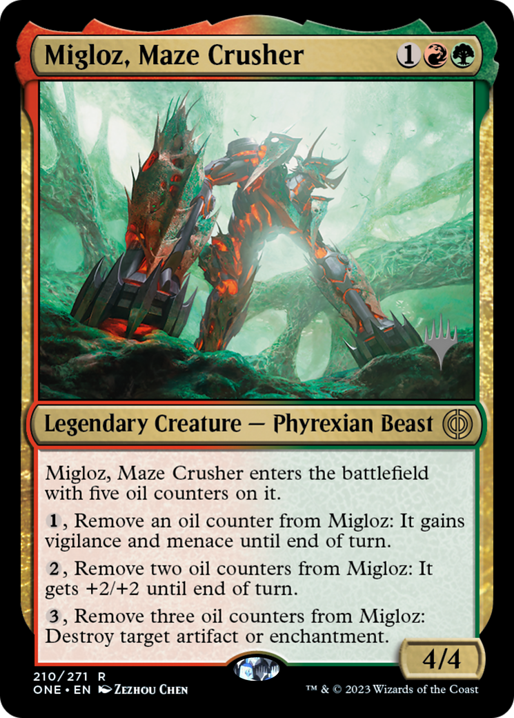 Migloz, Maze Crusher (Promo Pack) [Phyrexia: All Will Be One Promos] | Exor Games Dartmouth