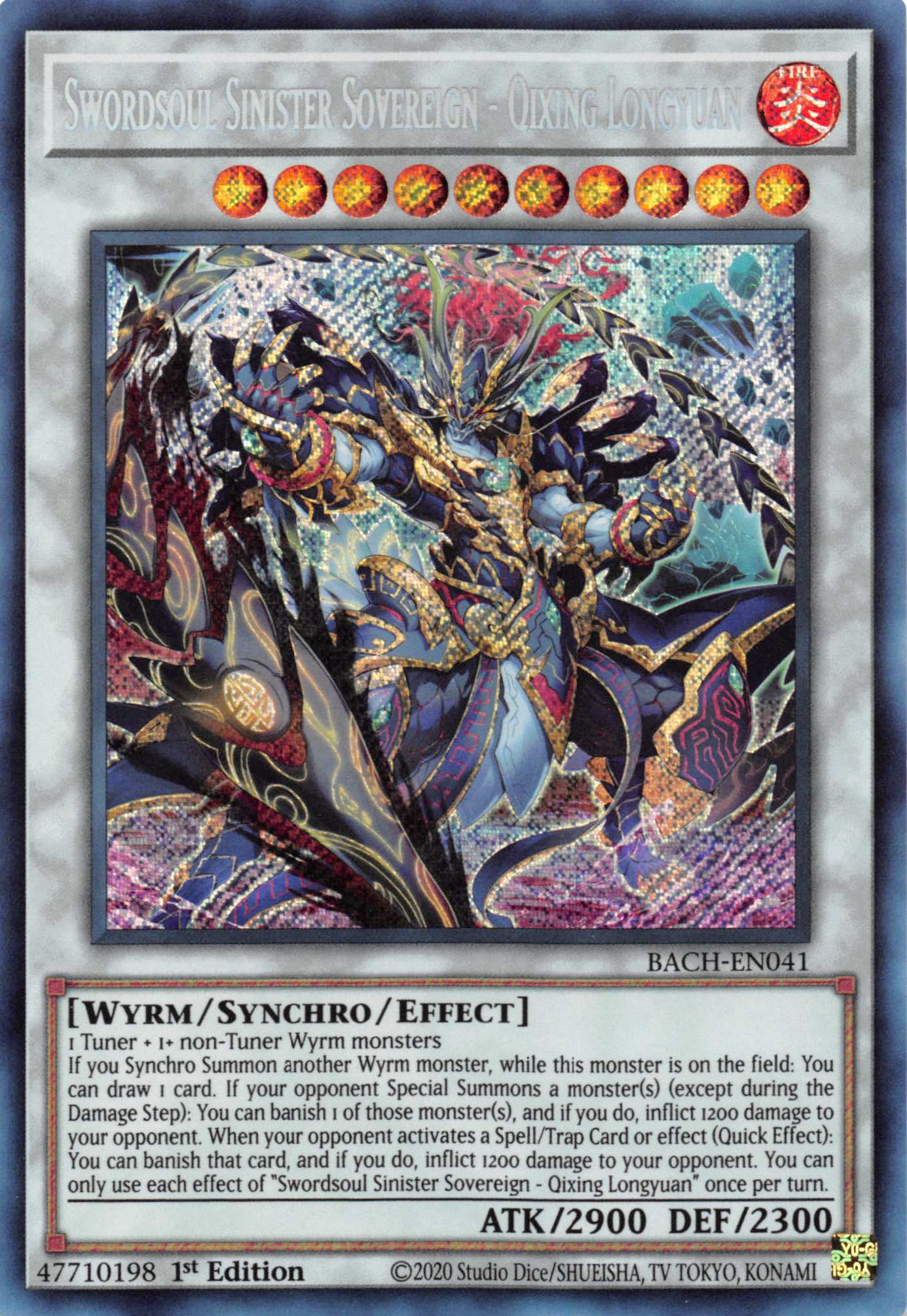 Swordsoul Sinister Sovereign - Qixing Longyuan [BACH-EN041] Secret Rare | Exor Games Dartmouth