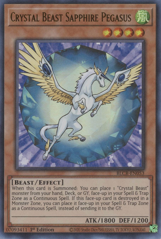 Crystal Beast Sapphire Pegasus [BLCR-EN053] Ultra Rare | Exor Games Dartmouth