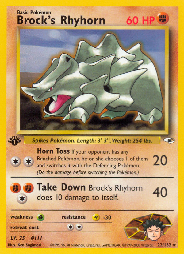 Brock's Rhyhorn (22/132) [Gym Heroes 1st Edition] | Exor Games Dartmouth