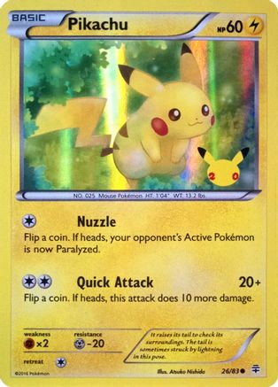 Pikachu (26/83) (20th Anniversary) [XY: Generations] | Exor Games Dartmouth