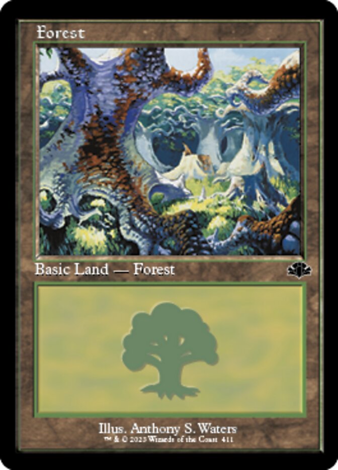 Forest (411) (Retro) [Dominaria Remastered] | Exor Games Dartmouth