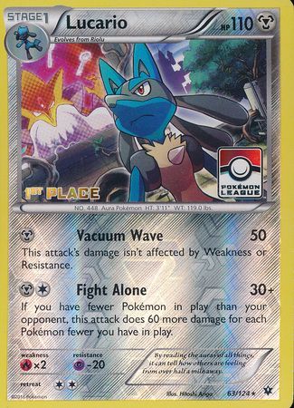 Lucario (63/124) (League Promo 1st Place) [XY: Fates Collide] | Exor Games Dartmouth