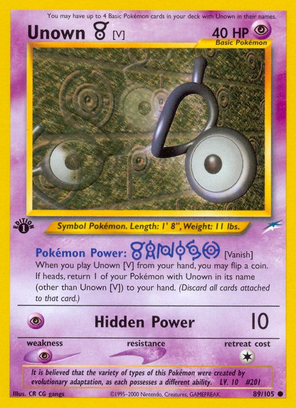 Unown [V] (89/105) [Neo Destiny 1st Edition] | Exor Games Dartmouth