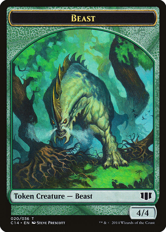 Elf Druid // Beast (020/036) Double-sided Token [Commander 2014 Tokens] | Exor Games Dartmouth