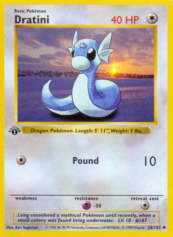 Dratini (26/102) (Shadowless) [Base Set 1st Edition] | Exor Games Dartmouth