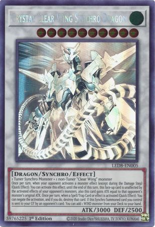 Crystal Clear Wing Synchro Dragon [LED8-EN005] Ghost Rare | Exor Games Dartmouth