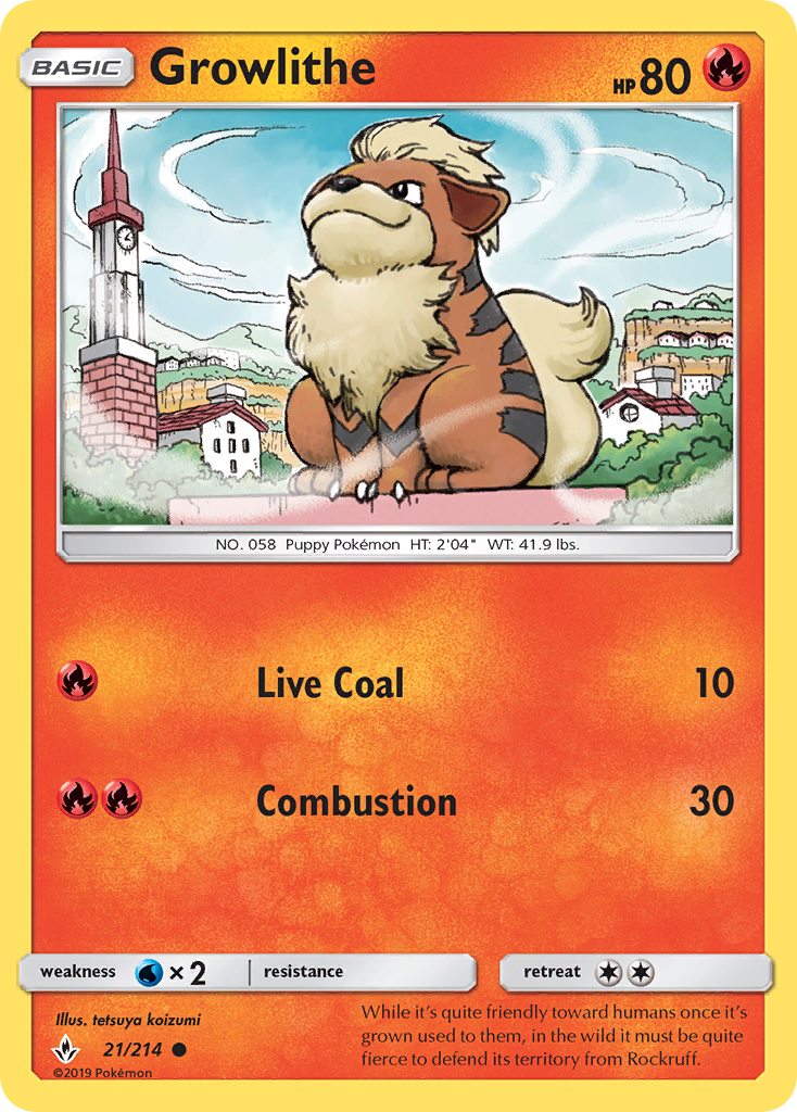 Growlithe (21/214) [Sun & Moon: Unbroken Bonds] | Exor Games Dartmouth