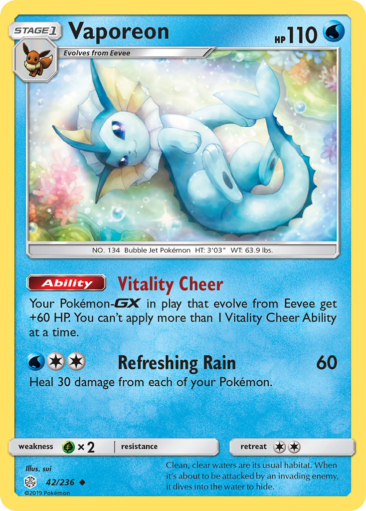 Vaporeon (42/236) [Sun & Moon: Cosmic Eclipse] | Exor Games Dartmouth