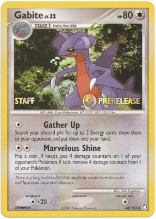 Gabite (48/123) (Staff Prerelease Promo) [Diamond & Pearl: Black Star Promos] | Exor Games Dartmouth