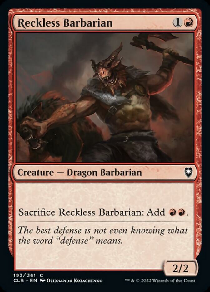 Reckless Barbarian [Commander Legends: Battle for Baldur's Gate] | Exor Games Dartmouth
