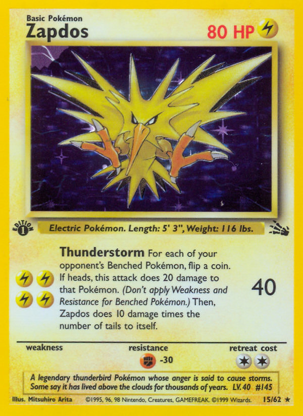 Zapdos (15/62) [Fossil 1st Edition] | Exor Games Dartmouth