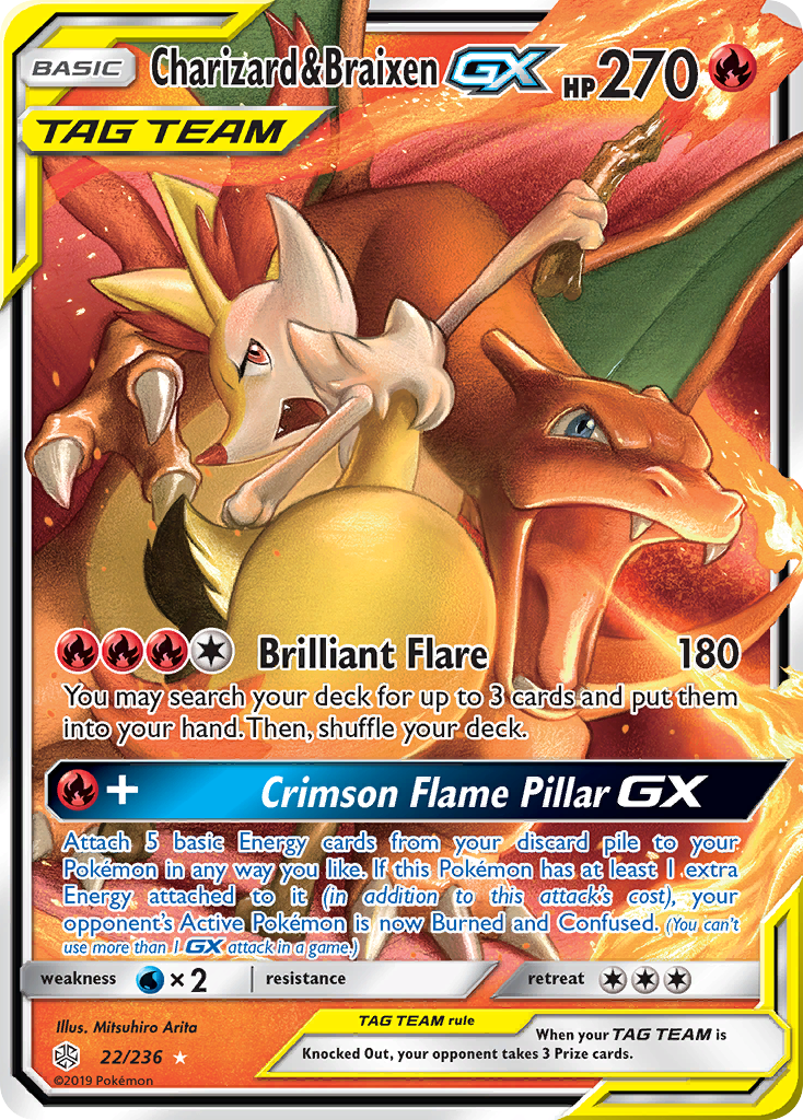 Charizard & Braixen GX (22/236) [Sun & Moon: Cosmic Eclipse] | Exor Games Dartmouth