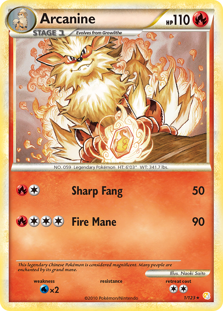 Arcanine (1/123) [HeartGold & SoulSilver: Base Set] | Exor Games Dartmouth