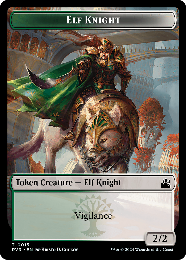 Elf Knight // Zombie Double-Sided Token [Ravnica Remastered Tokens] | Exor Games Dartmouth