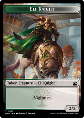 Elf Knight // Rhino Double-Sided Token [Ravnica Remastered Tokens] | Exor Games Dartmouth