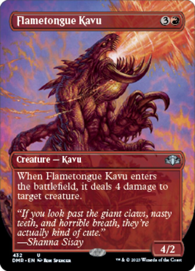 Flametongue Kavu (Borderless Alternate Art) [Dominaria Remastered] | Exor Games Dartmouth