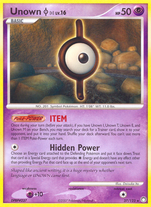 Unown I (37/123) [Diamond & Pearl: Mysterious Treasures] | Exor Games Dartmouth